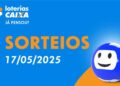 Lotofácil 3394: resultado do sorteio deste sábado (17/05/2025)